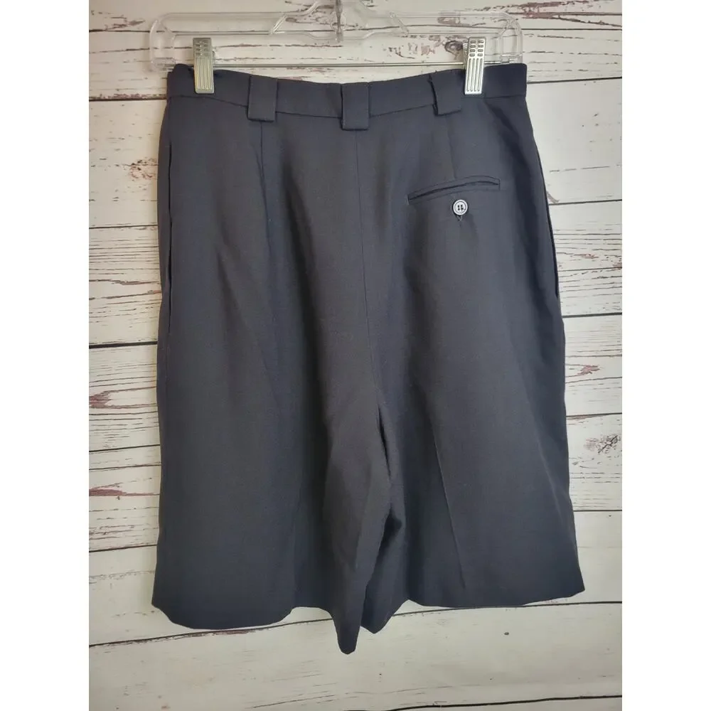 Vintage J. H. Collectibles Black Chino Lined Pleated Shorts 80s 90s‎ Women's 10P